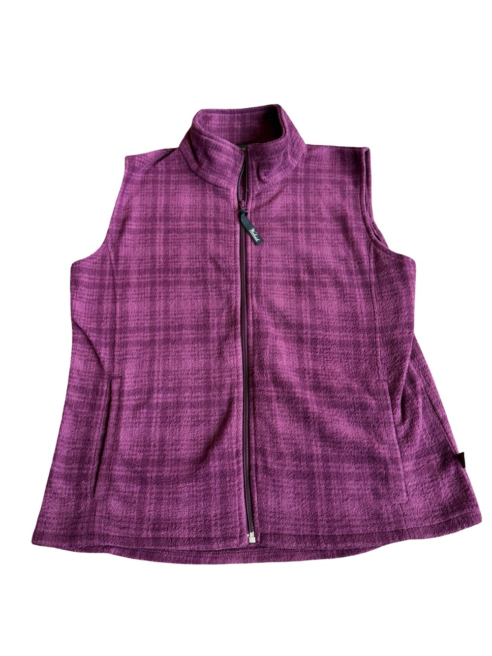 Woolrich Blackberry Hunt Purple Plaid Fleece Vest Full Zip Size M Women's